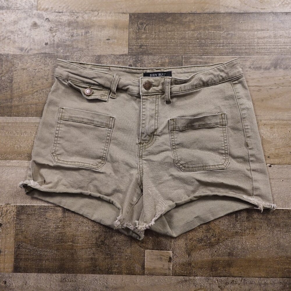 Judy Blue Mid Rise Utility Shorts - Women's Large - Olive khaki JB1571